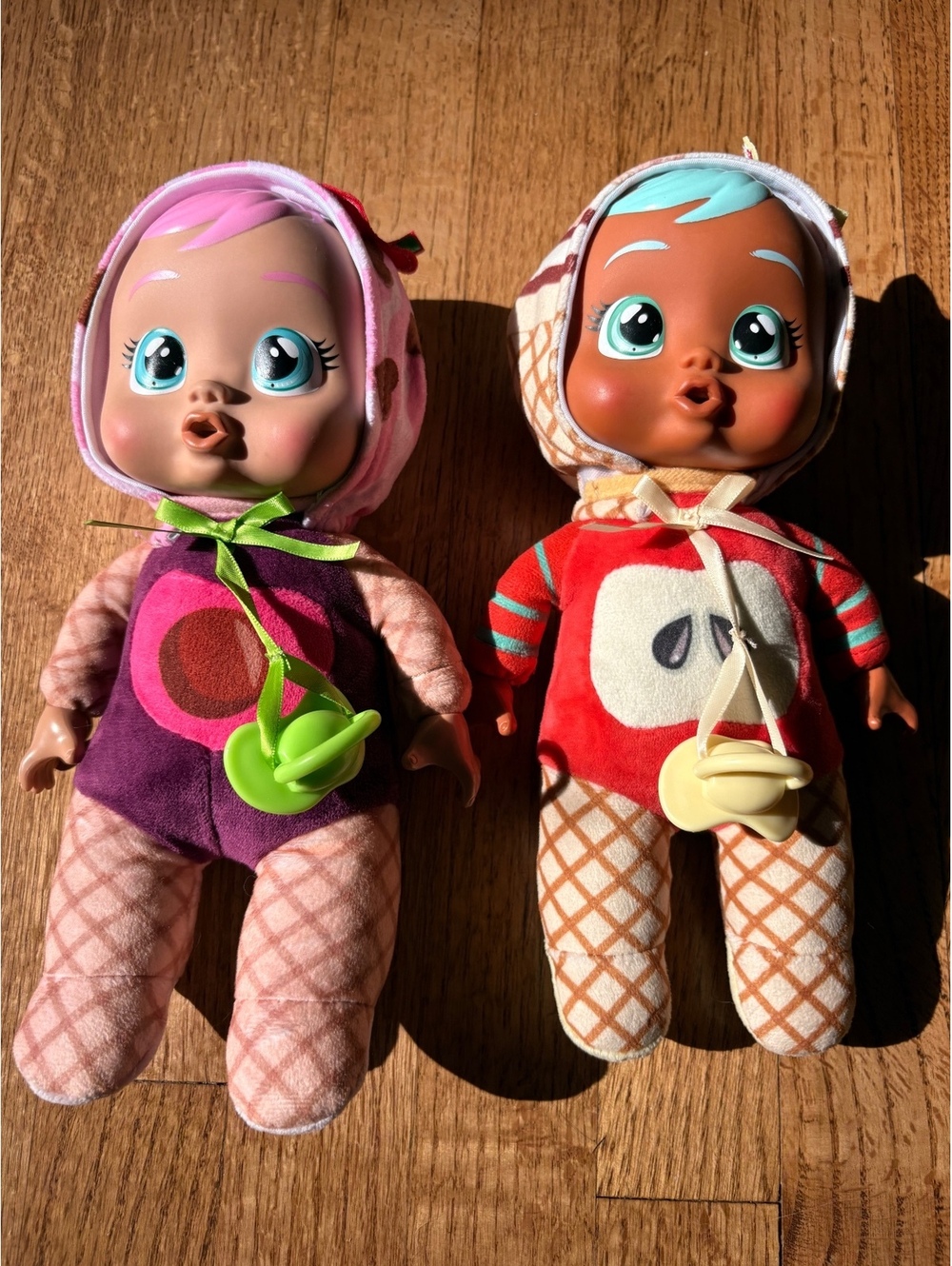 Pair of Cry Babies Frozen Frutti Plus Baby Dolls Apple Plum